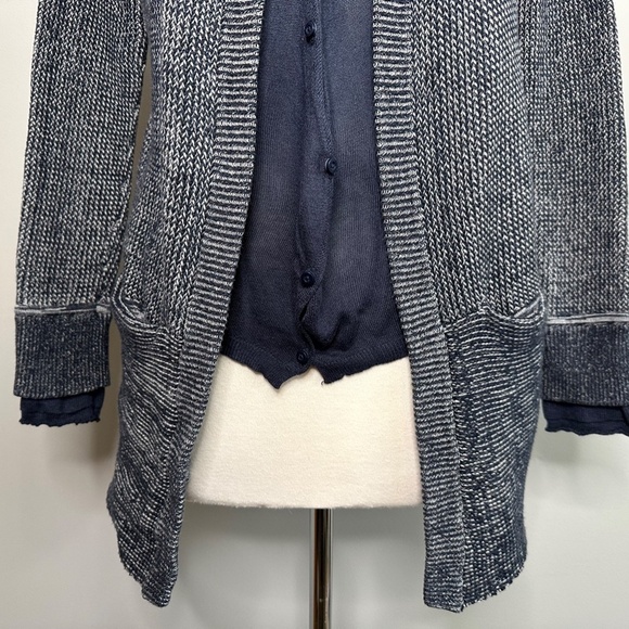 Lululemon Vestigan Chunky Rib Knit Open Sweater Cardigan 6 Navy Thumb Holes Rib - Picture 6 of 14